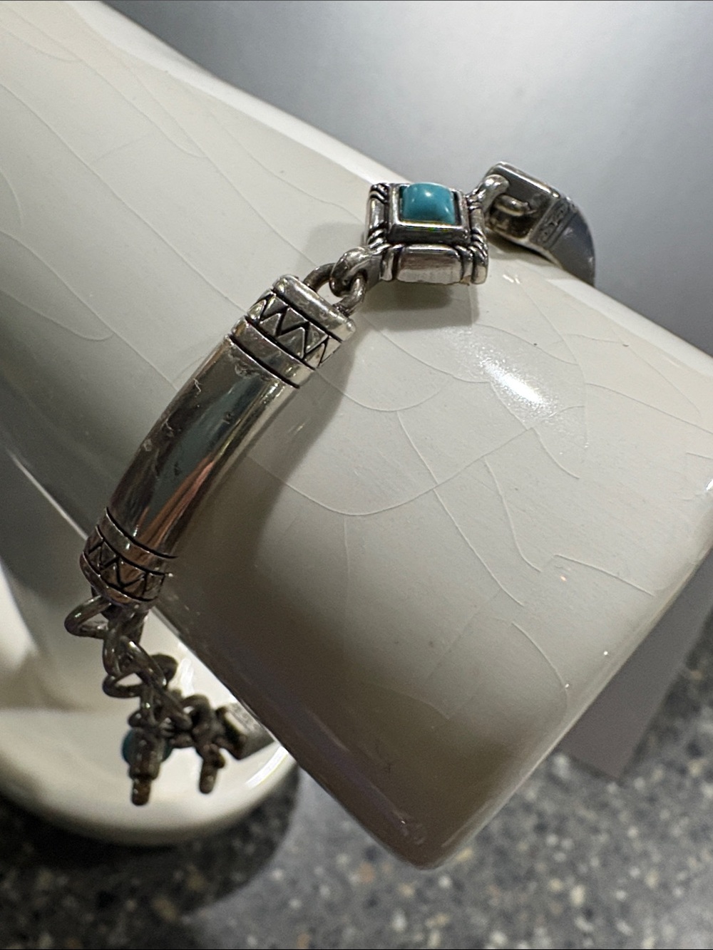 Brighton Silver Bracelet with Turquoise Accent - Blue